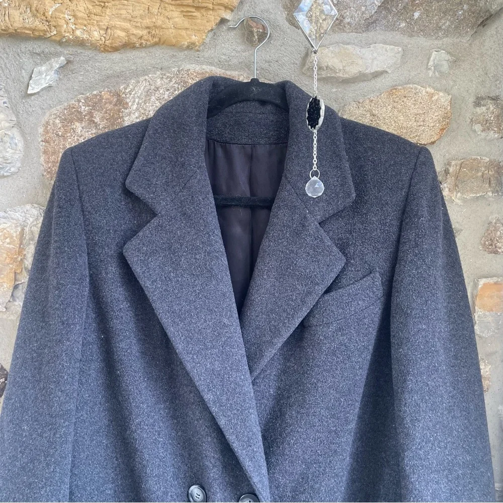Vintage Union Made Regency Cashmere Baltmans NY Double-Breasted Dark Gray Coat 4